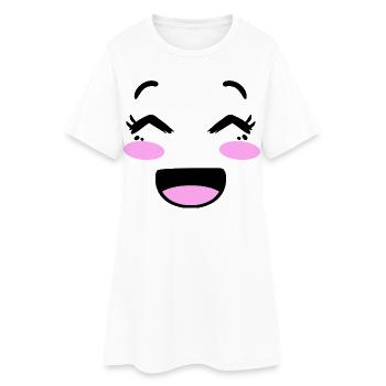 Cute face in kawaii style - Women’s T-Shirt Dress - white - Front