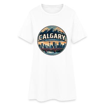 Retro Calgary Peace Bridge Travel Badge - Women’s T-Shirt Dress - white - Front
