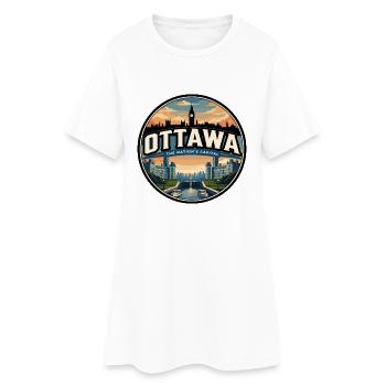 Retro Ottawa Parliament Travel Badge - Women’s T-Shirt Dress - white - Front