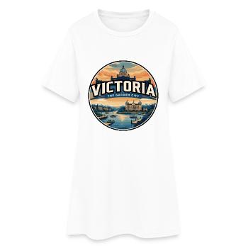Insigne de voyage rétro Victoria Inner Harbour - Robe T-shirt Femme - blanc - Devant