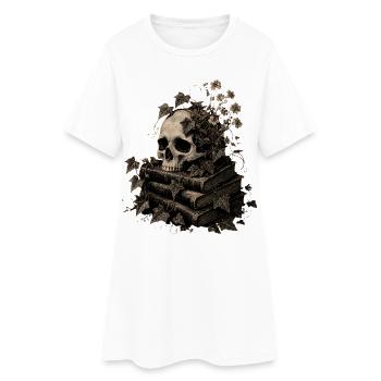 Crâne sur les livres T-shirt Dark Academia Goth - Robe T-shirt Femme - blanc - Devant