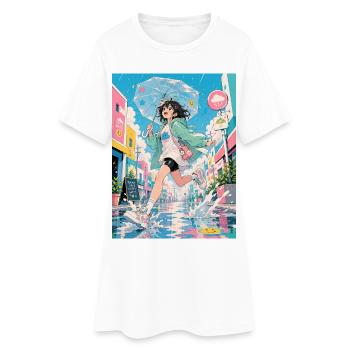 Bonne journée pluvieuse en couleurs pastel - Robe T-shirt Femme - blanc - Devant