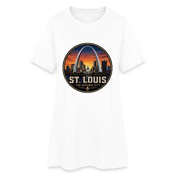 St Louis Gateway City Retro Arch Emblem - Women’s T-Shirt Dress - white - Front