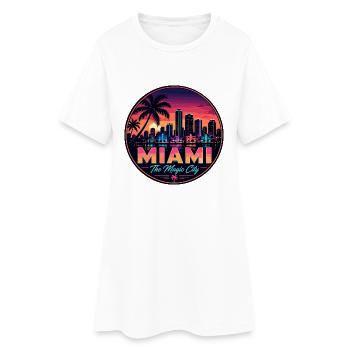 Badge rétro du Palm Sunset de Miami Magic City - Robe T-shirt Femme - blanc - Devant