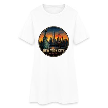 New York City Big Apple Retro Skyline Badge - Women’s T-Shirt Dress - white - Front