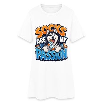 Husky sibérien - Robe T-shirt Femme - blanc - Devant