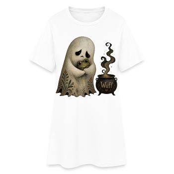 Motif de t-shirt vintage d’Halloween fantôme mignon - Robe T-shirt Femme - blanc - Devant