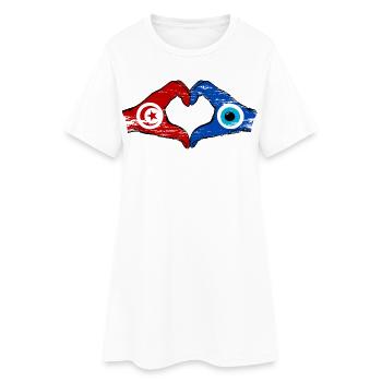 Drapeau du nazar de Tunisie Mains en forme de cœur utilisé - Robe T-shirt Femme - blanc - Devant