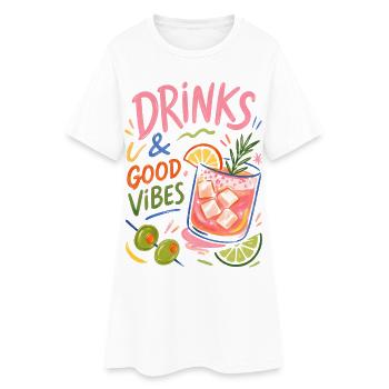 Cocktails colorés pour les soirées d’été - Robe T-shirt Femme - blanc - Devant