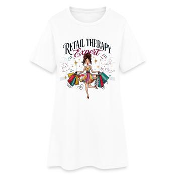 Expert en thérapie par le magasinage - Robe T-shirt Femme - blanc - Devant