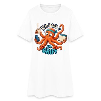 Ich hab's im Griff – Oktopus Multitasking - Frauen T-Shirt-Kleid - Weiß - Vorne