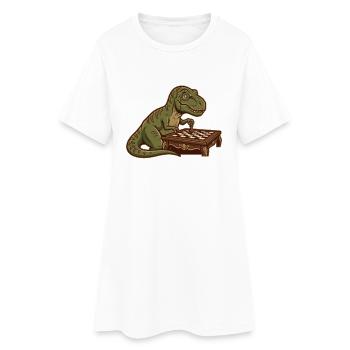Dinosaure T-Rex jouant aux échecs - Robe T-shirt Femme - blanc - Devant