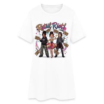 Einzelhandelsaufstand - Frauen T-Shirt-Kleid - Weiß - Vorne