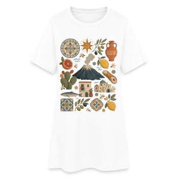 Sizilien | Ätna, Zitrus & Inselgenuss - Frauen T-Shirt-Kleid - Weiß - Vorne