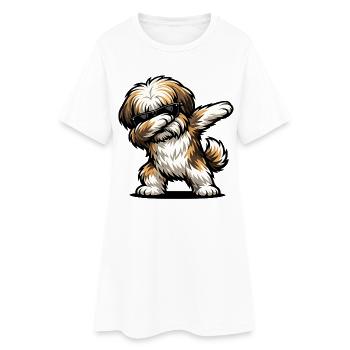 Tappage de Lhassa Apso - Robe T-shirt Femme - blanc - Devant