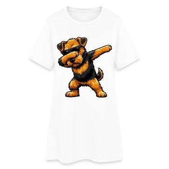 Dab du terrier Airedale - Robe T-shirt Femme - blanc - Devant