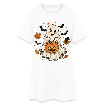 Petite Chemise Feuillage d’Automne Feuillage Halloween - Robe T-shirt Femme - blanc - Devant