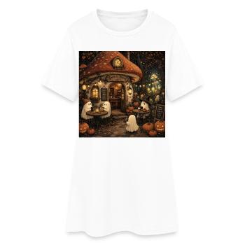 Café Maison Champignon Murale rétro Décoration d’automne des Fantômes - Robe T-shirt Femme - blanc - Devant