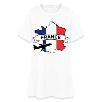 France Tricolore: Avion et Bannière - Robe T-shirt Femme - blanc - Devant