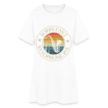 Saxophoniste - Je ne peux pas, j’ai un saxophone - Robe T-shirt Femme - blanc - Devant