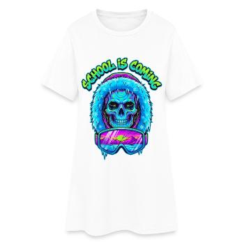 L’école arrive Parka d’hiver Cyber Skull - Robe T-shirt Femme - blanc - Devant