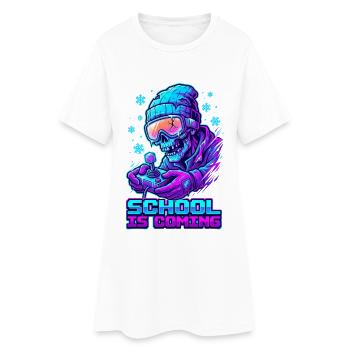 L’école arrive Joueur de zombies néon Winter Beanie - Robe T-shirt Femme - blanc - Devant