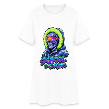L’école arrive Parka d’hiver Cyber Skull - Robe T-shirt Femme - blanc - Devant