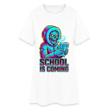 L’école arrive Zombie console portable glacée - Robe T-shirt Femme - blanc - Devant