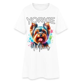 Maman Yorkshire Terrier - Robe T-shirt Femme - blanc - Devant
