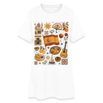Espagne | Tapas, soleil & joie de vivre - Robe T-shirt Femme - blanc - Devant