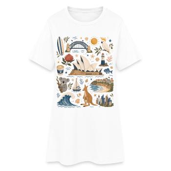Sydney | Hafen, Surfen & Australien - Frauen T-Shirt-Kleid - Weiß - Vorne