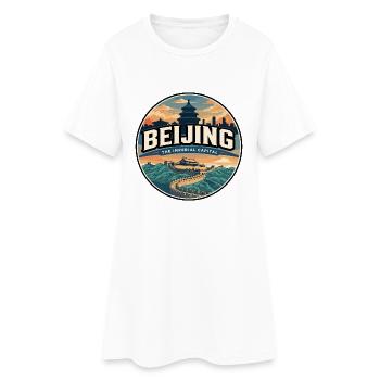 Badge rétro de voyage de la Grande Muraille de Pékin - Robe T-shirt Femme - blanc - Devant