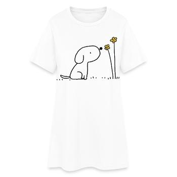 Silhouette minimale des fleurs jaunes - Robe T-shirt Femme - blanc - Devant