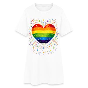 Cœur arc-en-ciel pour la fierté, l’amour et la diversité - Robe T-shirt Femme - blanc - Devant