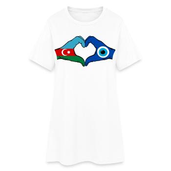 Drapeau du nazar de l’Azerbaïdjan, mains en forme de cœur - Robe T-shirt Femme - blanc - Devant