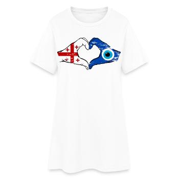 Mains du drapeau du Nazar de Géorgie en forme de cœur utilisées - Robe T-shirt Femme - blanc - Devant