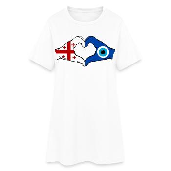Drapeau du Georgia Nazar Mains en forme de cœur - Robe T-shirt Femme - blanc - Devant