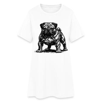 Carlin musclé au mauvais œil - Robe T-shirt Femme - blanc - Devant