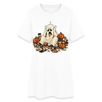 Halloween Gespenst Kaffee Kissen für Morgenmuffel - Robe T-shirt Femme - blanc - Devant