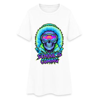 L’école arrive, Cyber Skull Skull Fur Hood - Robe T-shirt Femme - blanc - Devant