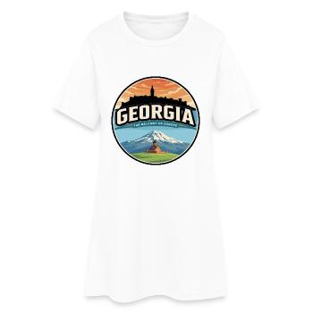 Insigne rétro de la Trinité Gergeti de Géorgie - Robe T-shirt Femme - blanc - Devant