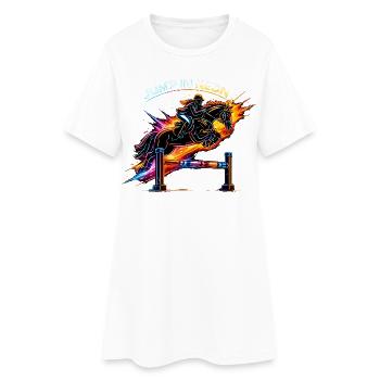Sauter au néon – Sports équestres et saut d’obstacles - Robe T-shirt Femme - blanc - Devant