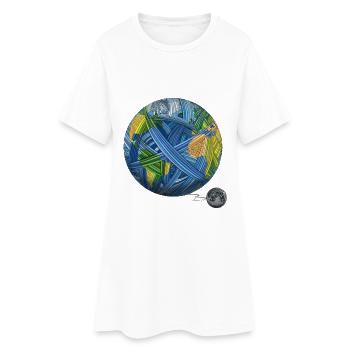 Notre petit monde - Terre et Lune - Robe T-shirt Femme - blanc - Devant