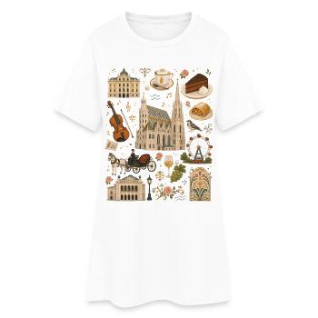 Charme viennois | Culture et Café de Vienne - Robe T-shirt Femme - blanc - Devant