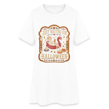 Juste en attente du flamant squelette d’Halloween - Robe T-shirt Femme - blanc - Devant