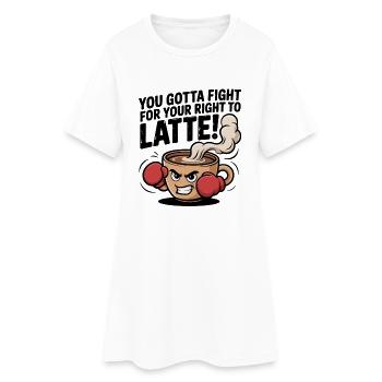 Battez-vous pour votre droit au latte – Boxing coffee cup - Robe T-shirt Femme - blanc - Devant