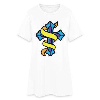Emblème de la croix rubanée - Robe T-shirt Femme - blanc - Devant