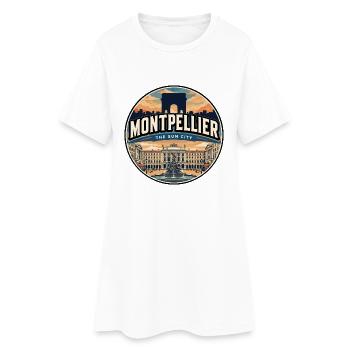 Écusson rétro de la Comédie de Montpellier sur la place - Robe T-shirt Femme - blanc - Devant
