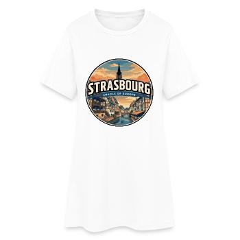 Emblème rétro Strasbourg Petite France - Robe T-shirt Femme - blanc - Devant