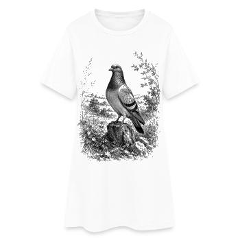 Colombe fière dans la nature dans un style de dessin détaillé - Robe T-shirt Femme - blanc - Devant